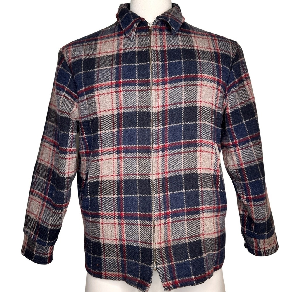 Vintage Heritage Wool Chore Jacket Woolrich Men Large Sherpa Lined Plaid Flannel